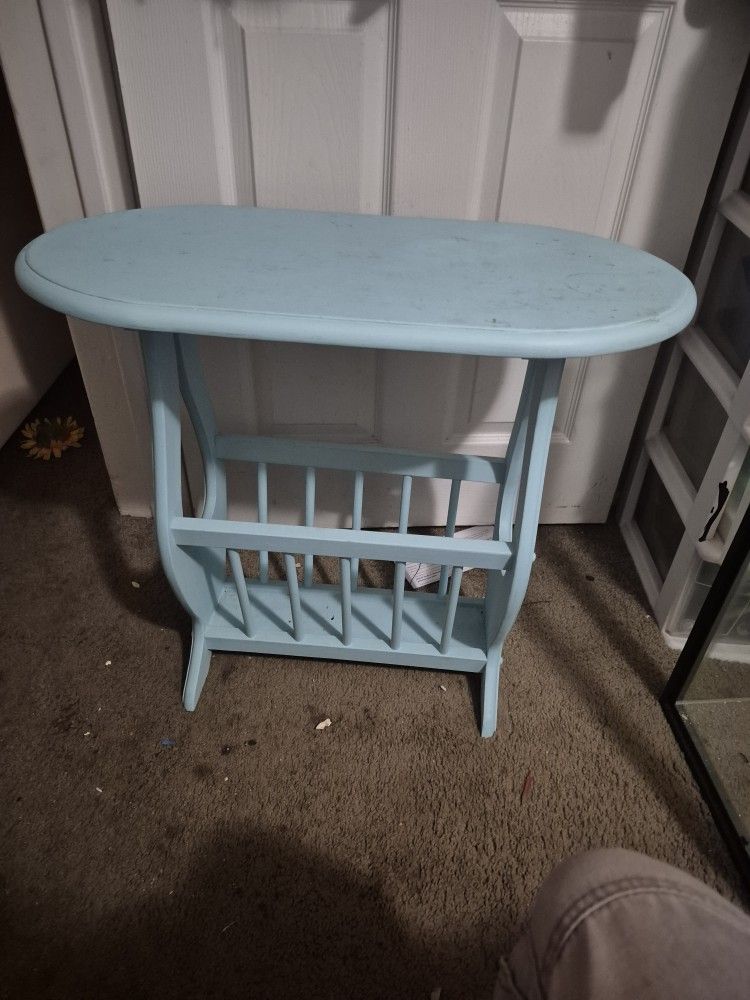 wood end table and magazine rack