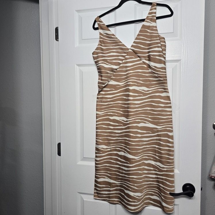 Brown and White Striped Dress