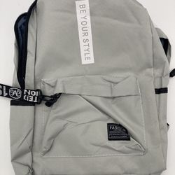Gray Korean Kawaii Backpack in Oxford Fabric, Leisure Time Minimalist *Brand New