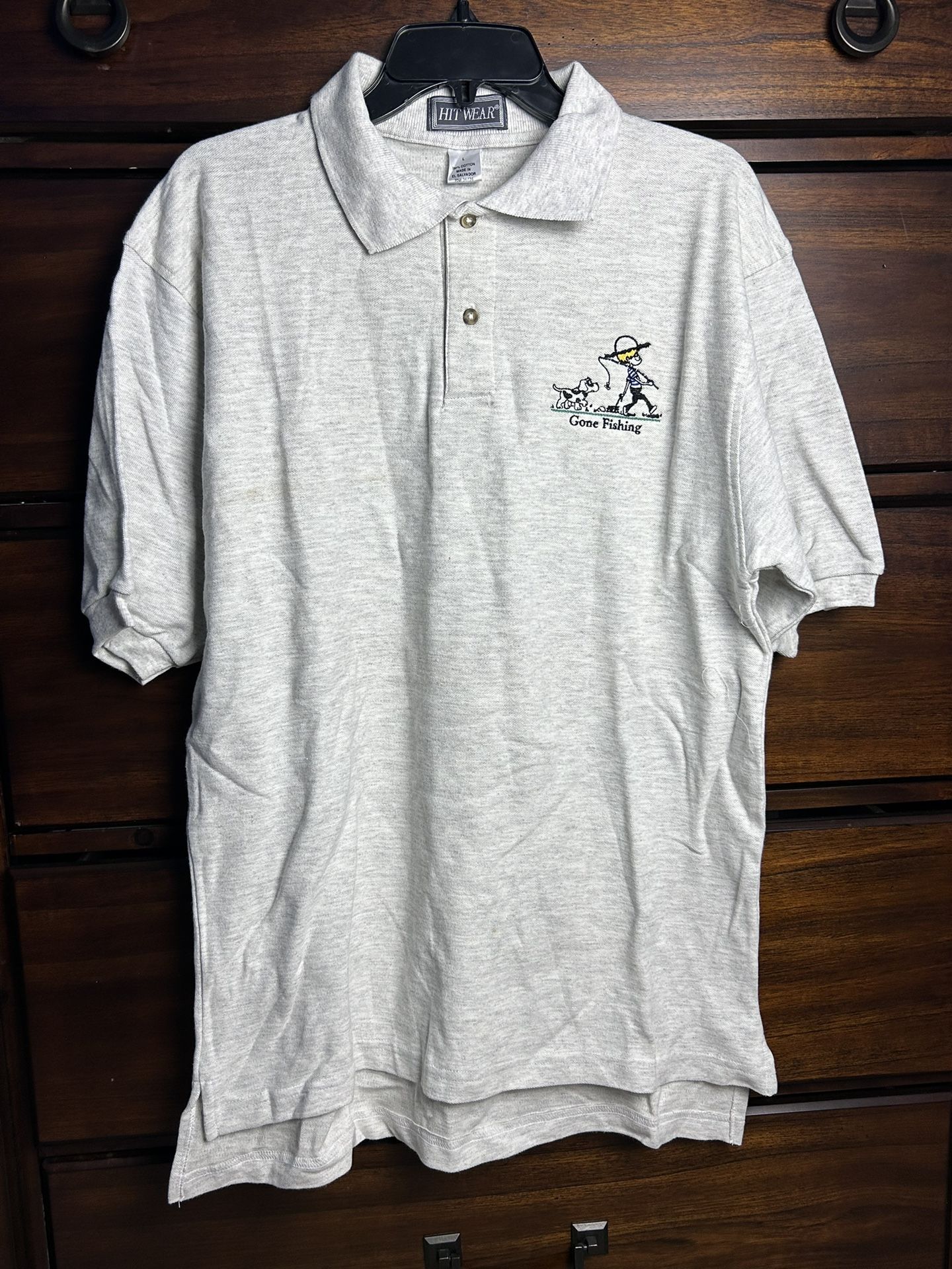 Men’s Gone Fishing polo size large