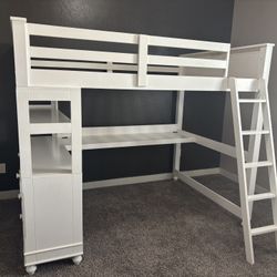 Full Size Loft Bed With Desk And Drawers