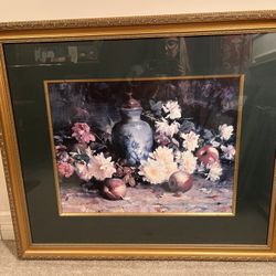 Gold Framed Print Flowers and Vase