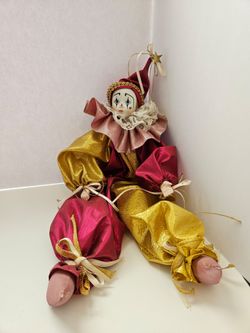 Porcelain Jester Clown Doll