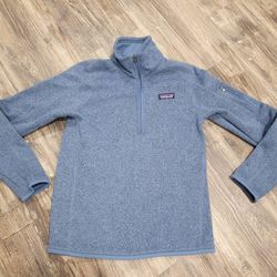 Patagonia Sweater Top Womens Blue Gray 1/4 zip Fleece Better Sweater Sz S. EXC