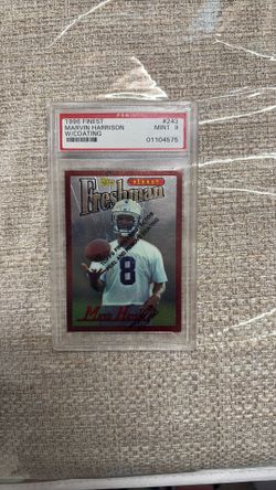 Marvin Harrison rookie card with coating PSA mint nine