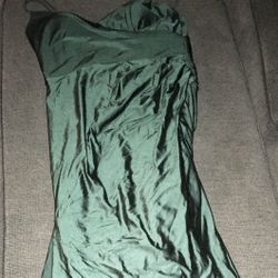 Long Open Leg Emerald Green Dress