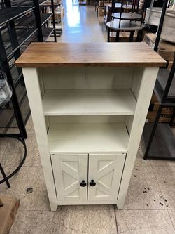 VASAGLE Bathroom Floor Storage Cabinet w/ 2 Barn Doors & Adjustable Shelves - Rustic White