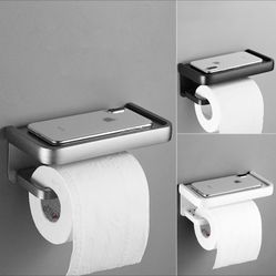 MOLI Matte Black Space aluminum Toilet Paper Holder Self-adhesive Punch-free Bathroom Mobile Holder Bathroom Hardware Set ML609