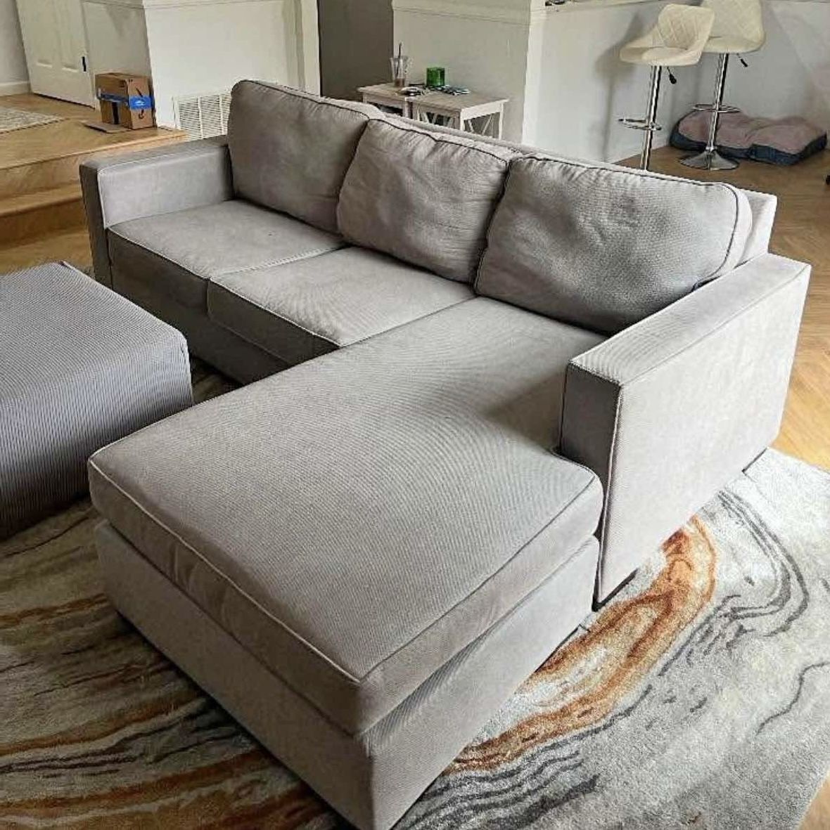 Living Spaces Beige 92" Reversible Chaise Sectional Sofa