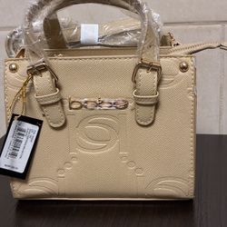bebe Embossed Mini Satchel-Almond color - Authentic bebe brand 