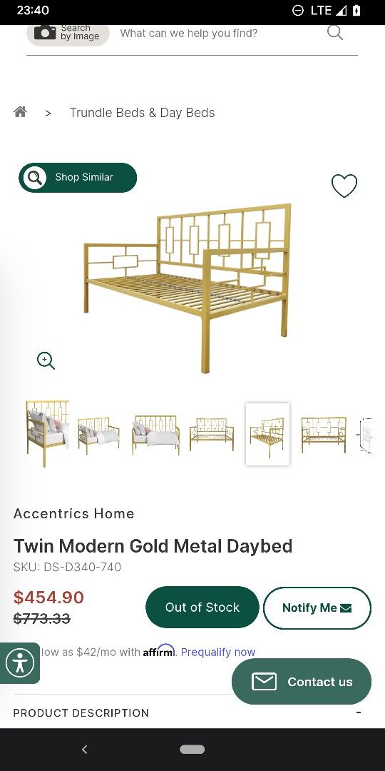 Gold Daybed (Twin Size--Frame Only)