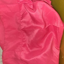 Pair of Rod Pocket Hot pink panel drapes, 2 1/2" loops for rod. 100% polyester. Each measures 40W x 80 L East, west, north