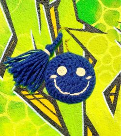 Handmade Crochet Smiley Face Keychain