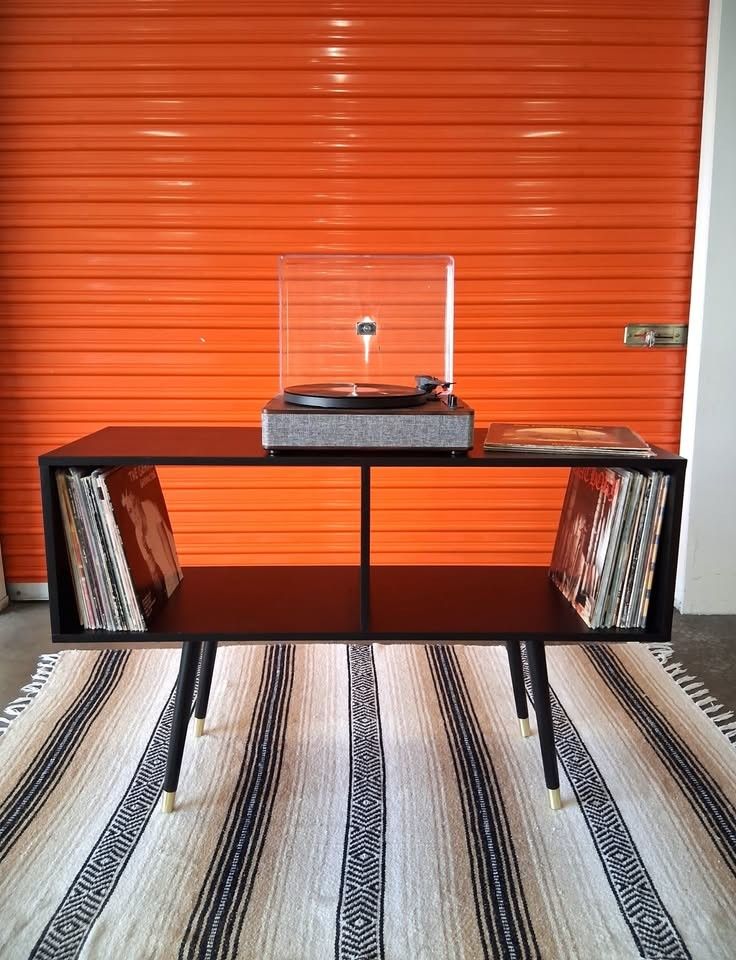 * NEW * record cabinet hand made vinyl stand shelf console turntable wood mcm mid century modern player Wafair Cb2 Restoration Hardware Custom