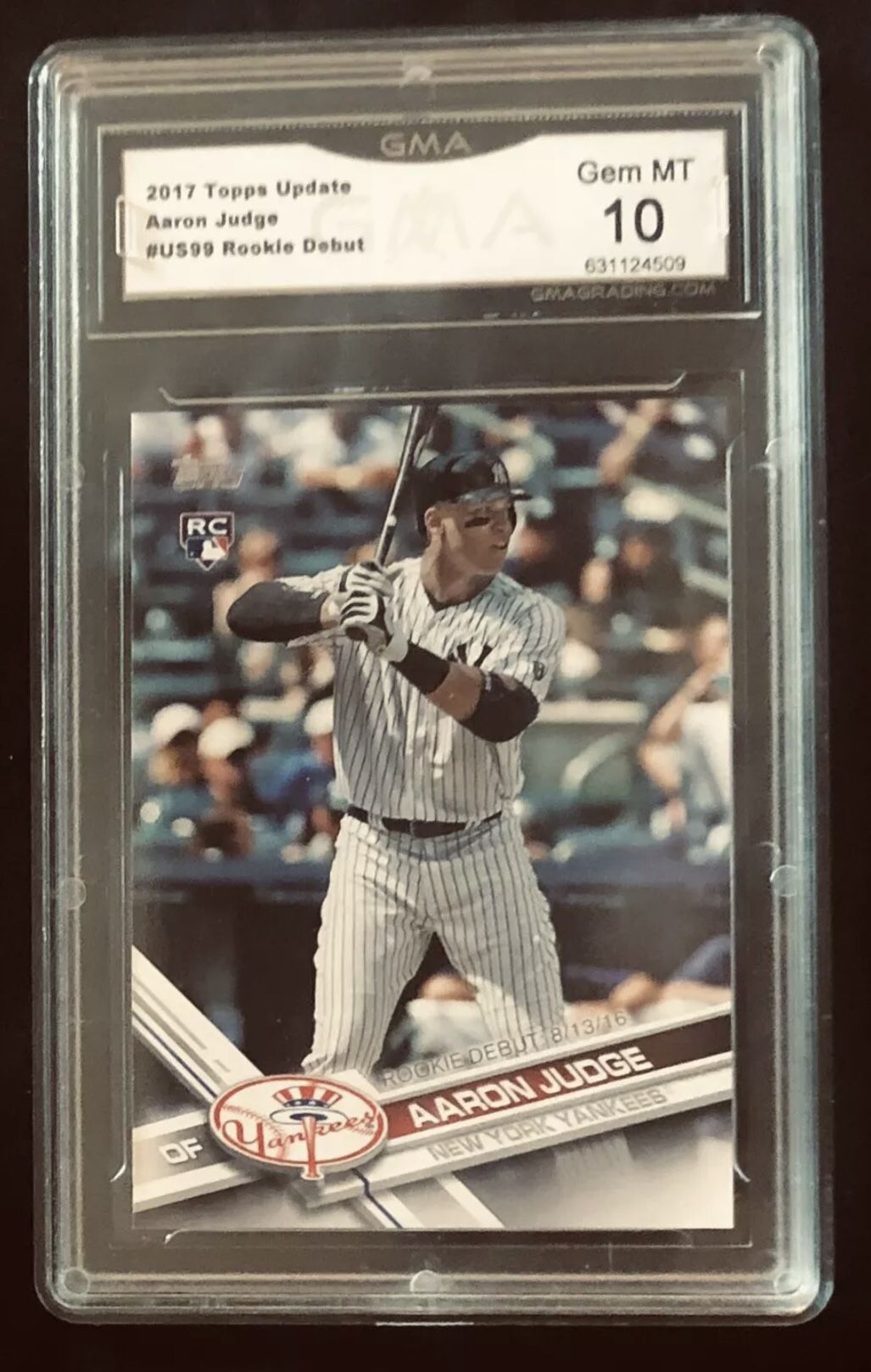 Aaron Judge 2017 Topps Update Series Rookie Card US99 GMA Graded 10 Gem Mint!!
