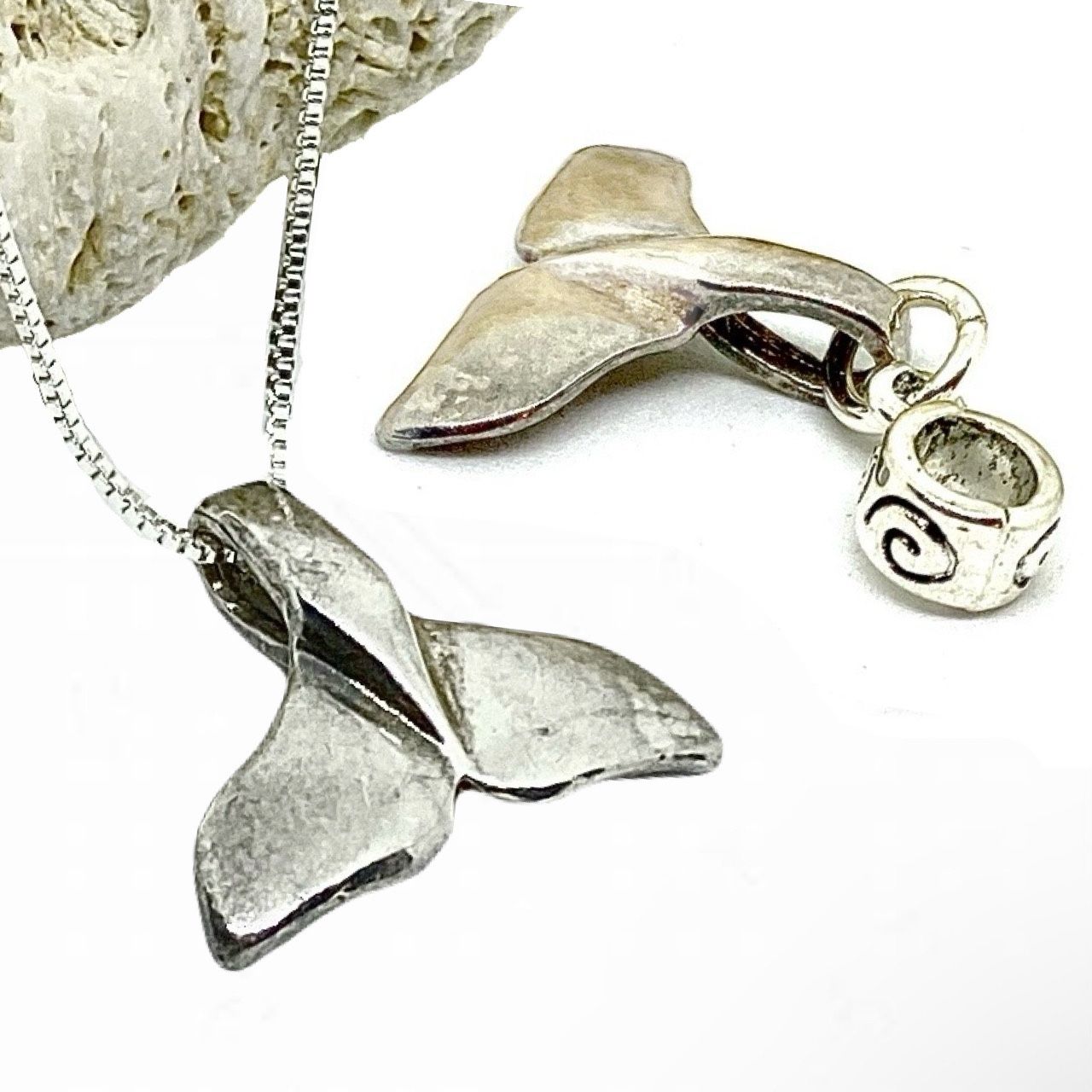 Beachy Tail Fin Charm for Wide Hole Charm Bracelets/ or Wear as a Necklace Pendant