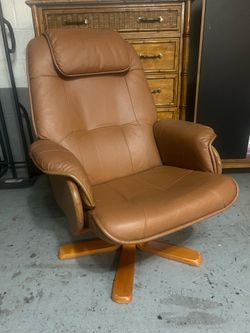 Brown Leather Swivel Recliner Chair