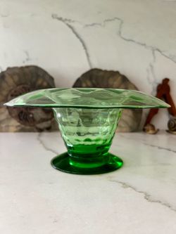 Vintage Heisey Moongleam Green Glass Bowl - Decorative Translucent Green Glass Bowl/Vase