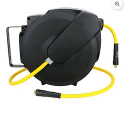 HUSKY Retractable Wall-mount Enclosed Hybrid Air Hose Reel, 3/8 in. x 50 ft.