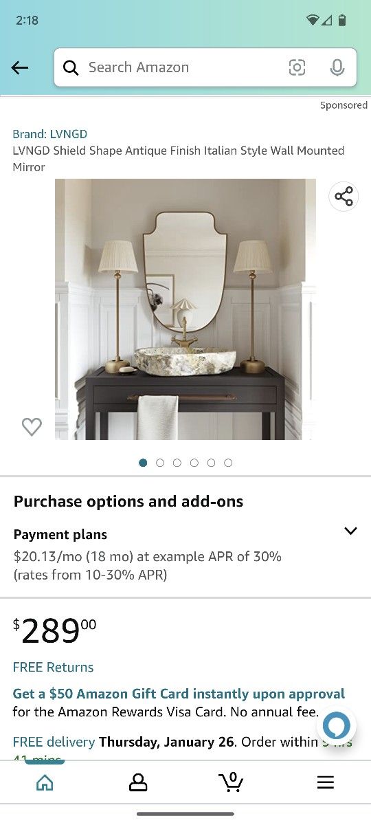 Antique Finish Italian Style Wall Mounted Mirror