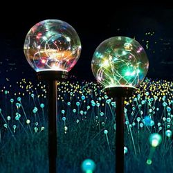 Garden Solar Lights Pathway Outdoor,Solar Colour Changing Globe Powered Garden Lights Decorative Yard Art Waterproof LED Lights 