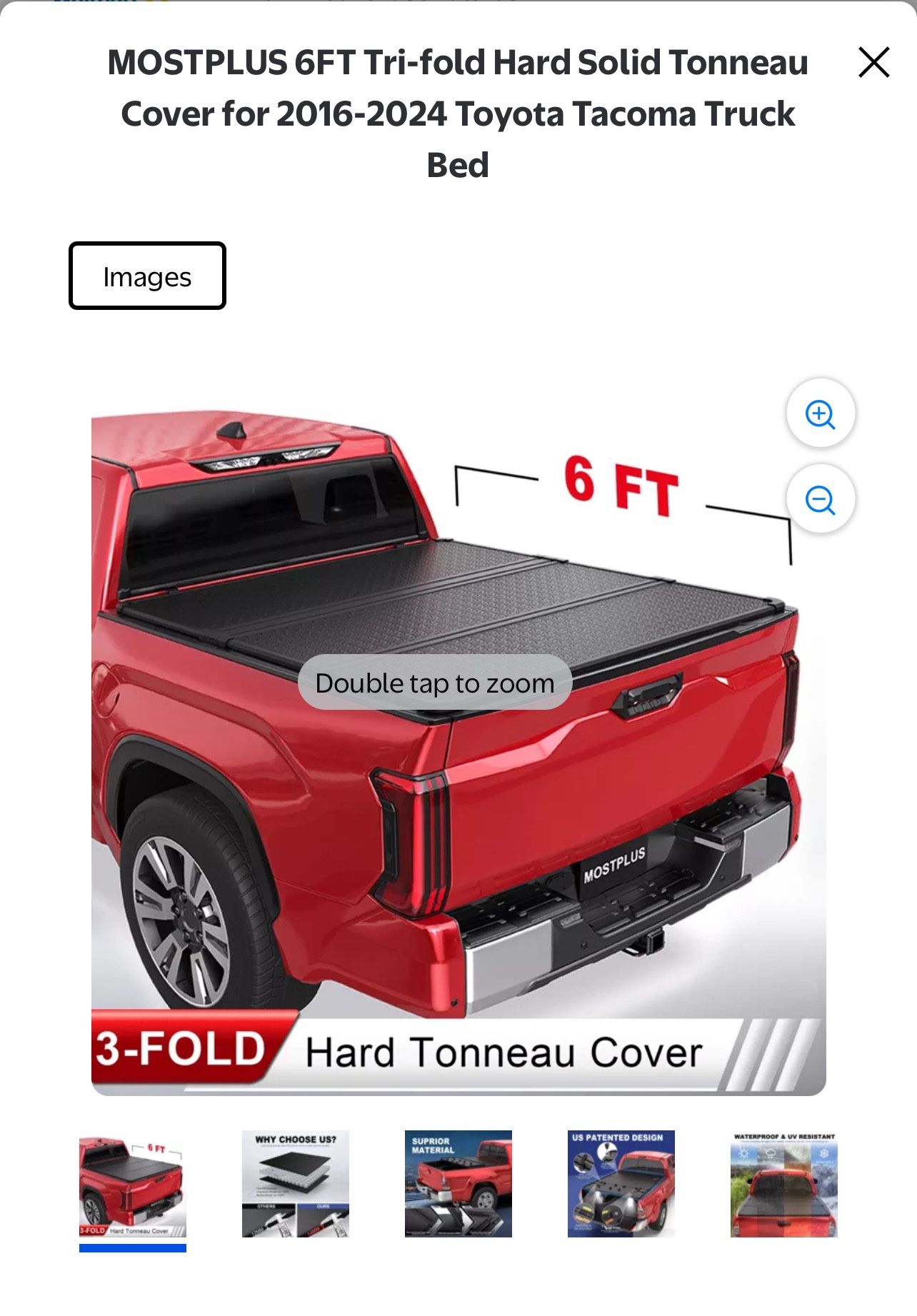 Tacoma Top Hard Cover Tri Fold 2016-2024 Inner Lights.
