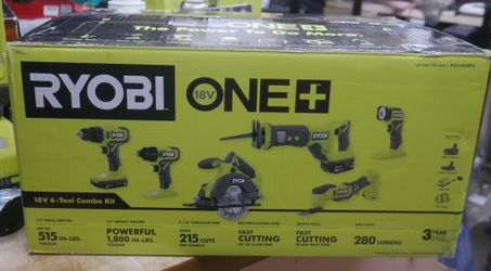 Ryobi ONE+ 18V Cordless 6-Tool Combo Set (PCL1600K2) NEW . F(contact info removed)9.