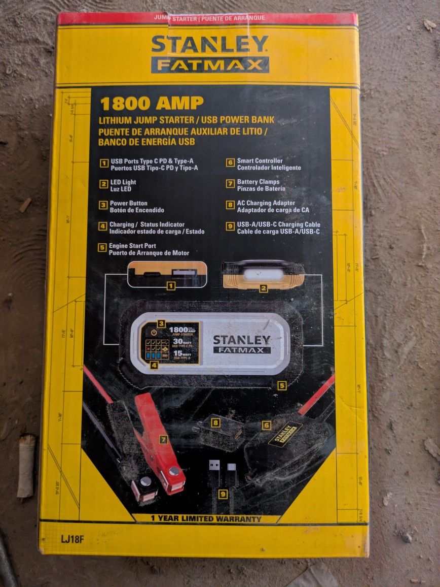 Stanley FATMAX LJ18F 1800 Peak Amp Lithium Jump Starter