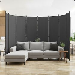 Room Divider 8-Panel -159 W × 71 H Folding Privacy Screen for Indoor Space, Heavy-Duty Metal Frame & Polyester Fabric Portable Freestanding Partition 