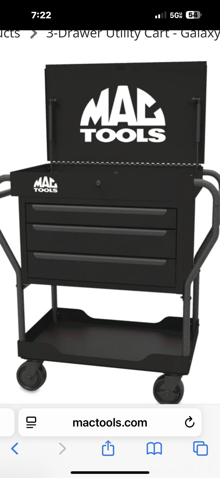 Mac Tools 3 Drawer Roll Cart