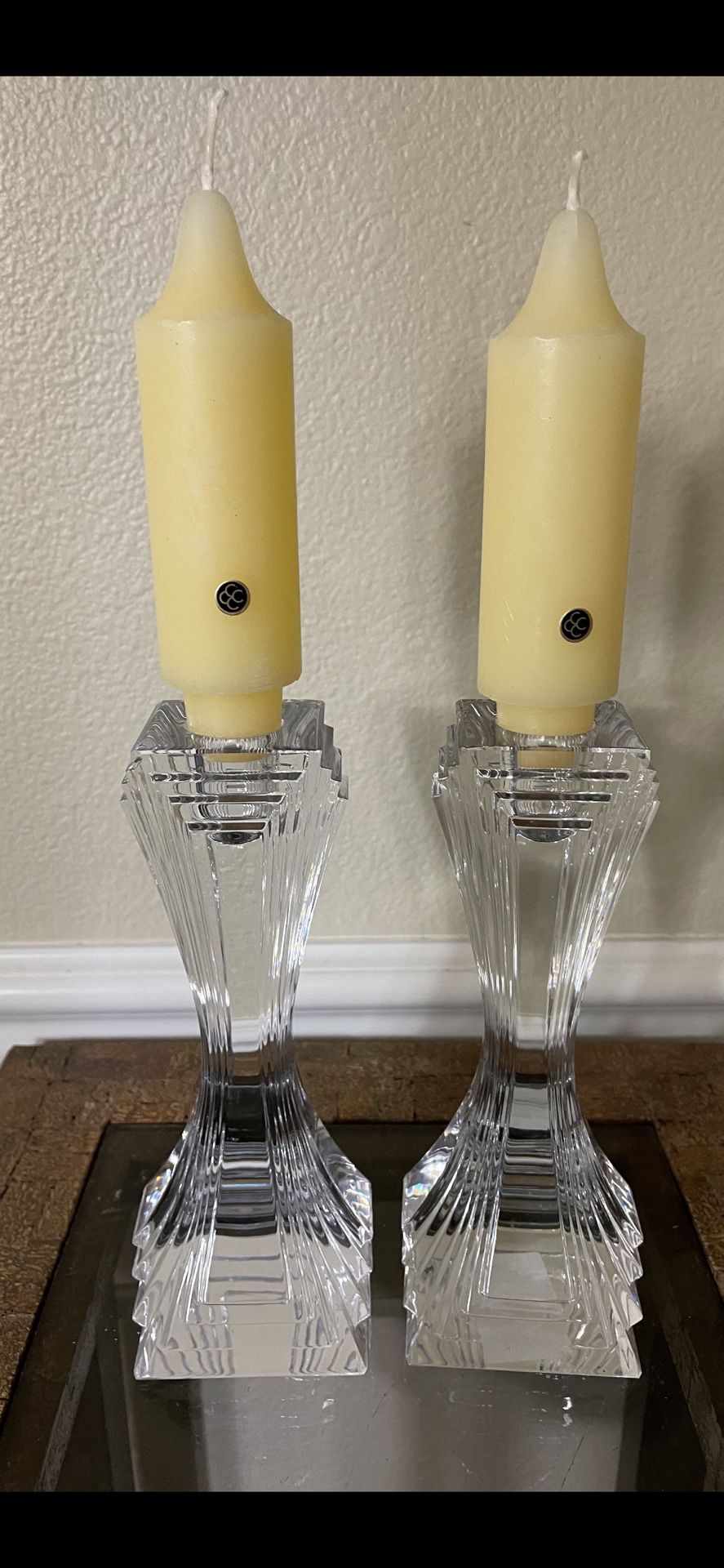 Set of 2 Mikasa  Crystal  Candlestick  7” T Made in Czech Republic 