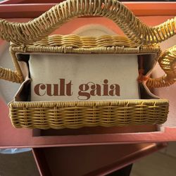 Cult Gaia Elsa Wavy Rattan Clutch Bag
