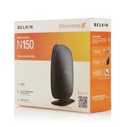 Belkin N150 Wireless/Wi-Fi Router 4 Port 2.4 GHz Easy Internet Access, Open Box