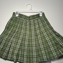 Green Plaid Skirt - XS