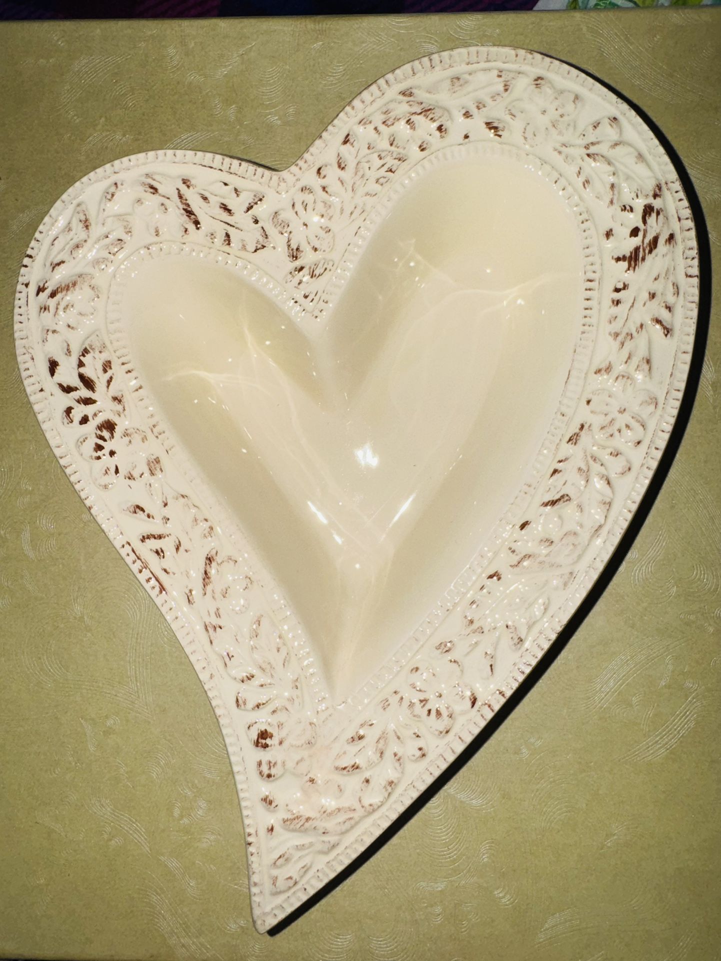 Vintage D’Lusso Home Collection Ceramic Heart Trinket Dish 9 in. New