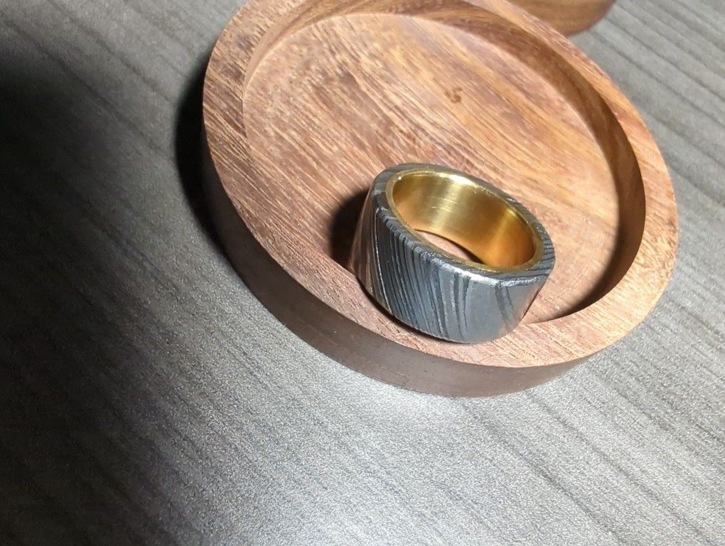 Damascus Steel/Brass Ring