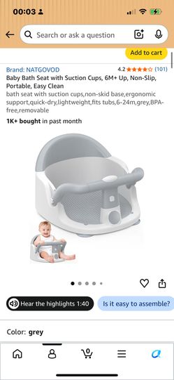 NATGOVOD Baby Bath Seat 6M+ – Brand New Sealed