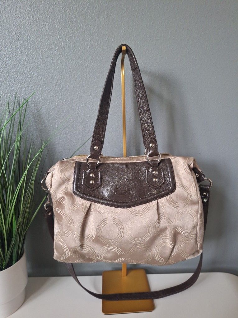 Vintage 2000's Coach Phoebe Beige and Brown Signature Shoulder Bag