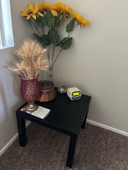 Brown  Square Side End Table, complete bed full size and end table only
