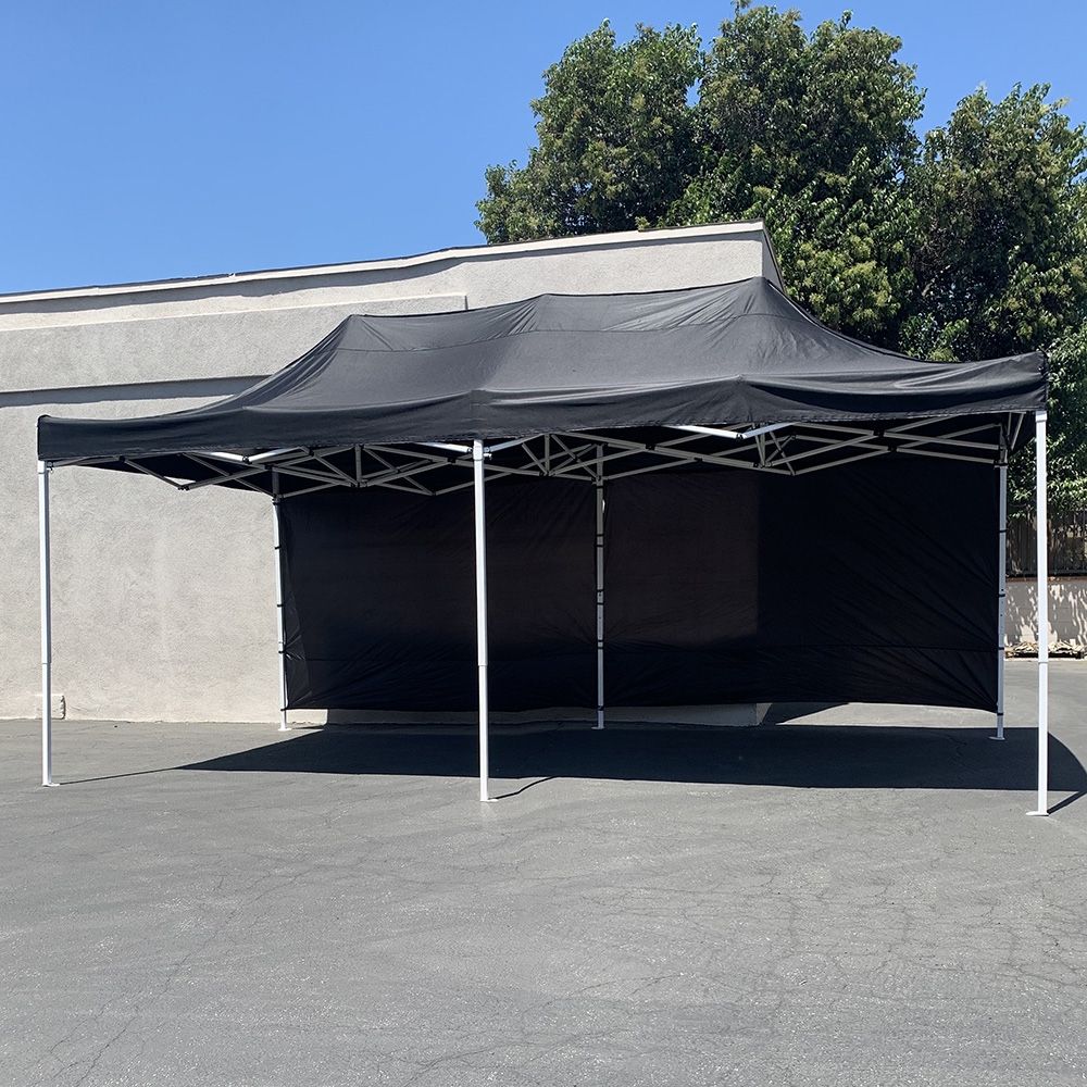 New $220 Heavy-Duty Canopy 10x20 ft with (2 Sidewalls), EZ Popup Outdoor Gazebo, Carry Bag (Red or Blue)