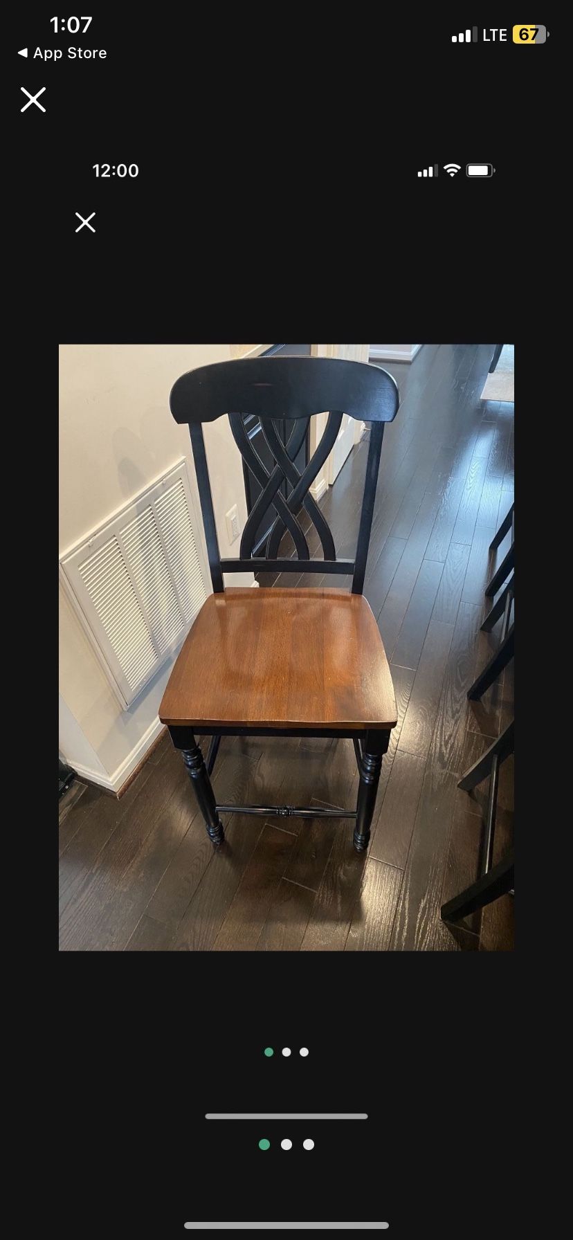 Two Bar Stools Wooden Farmhouse Style