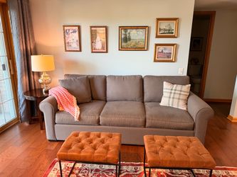 Gray Fabric Three-Seat Sofa