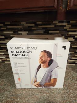 Sharper Image Realtouch Shiatsu Wireless Neck & Back Massager w/ Heat Gray
