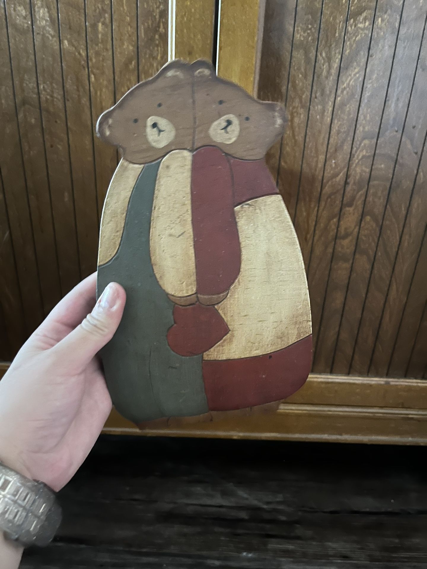 Wooden Couple Bear Stand