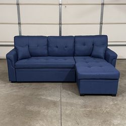 New Blue Couch / Sofa Bed Sectional with Chase (Can Deliver)
