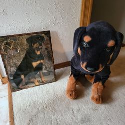 Large Stuffed Dog And Clock 