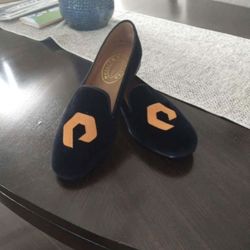 Stubbs & Wooton Orange Motif, Black Velvet, men’s Size 11. Brand new in box, never worn. $250 OBO