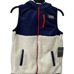 NEW Eddie Bauer Shearling Fleece Hooded Vest  Child’s Size 14 NWT