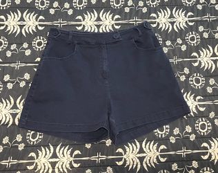 Navy High-Waist Button Shorts