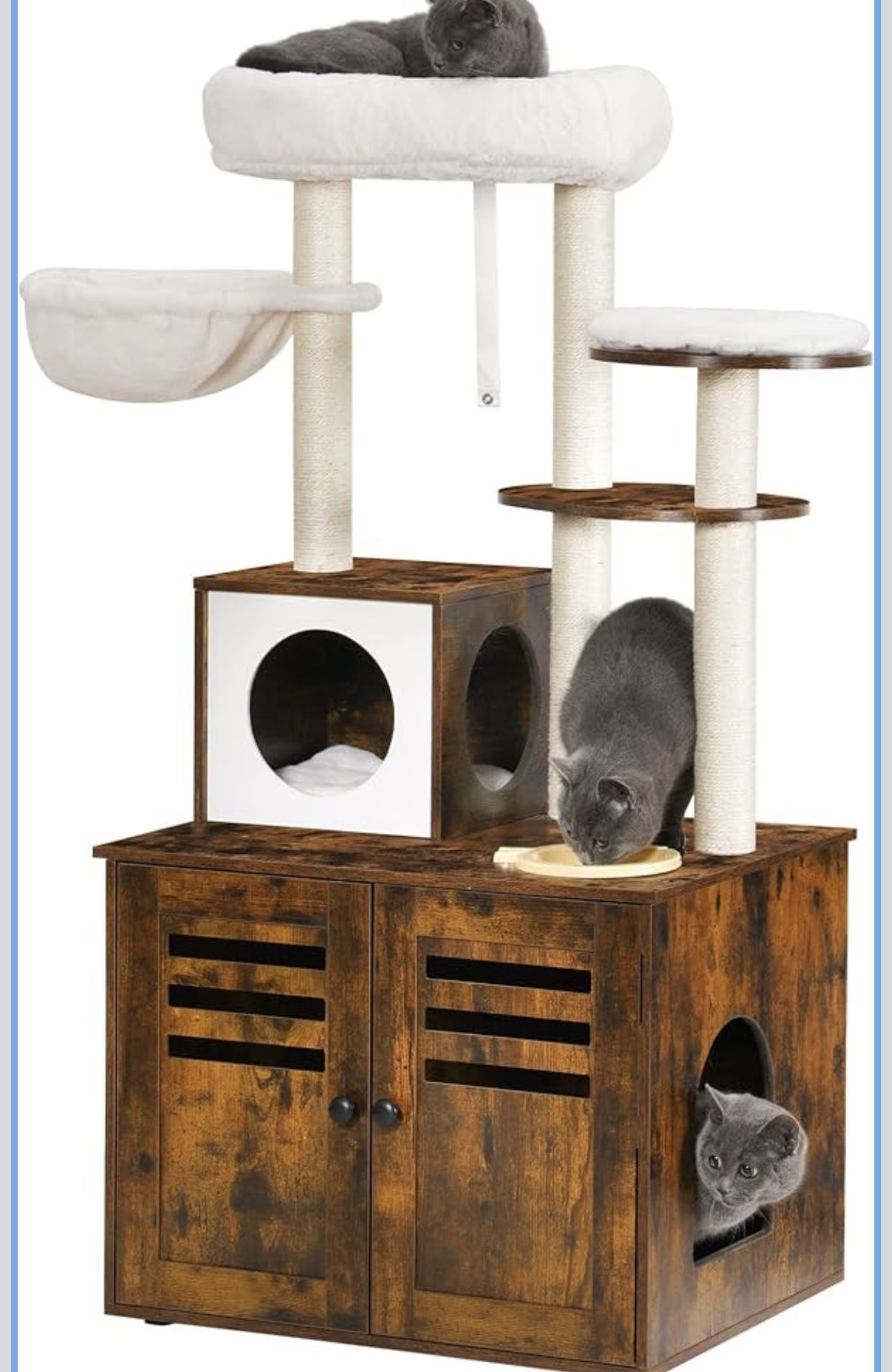 Cat Tree, Wood Litter Box